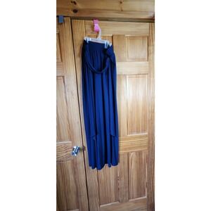 Cato Women's Palazzo Pants Navy Blue Flowy‎ Wide Leg Elastic Waist 14/16W